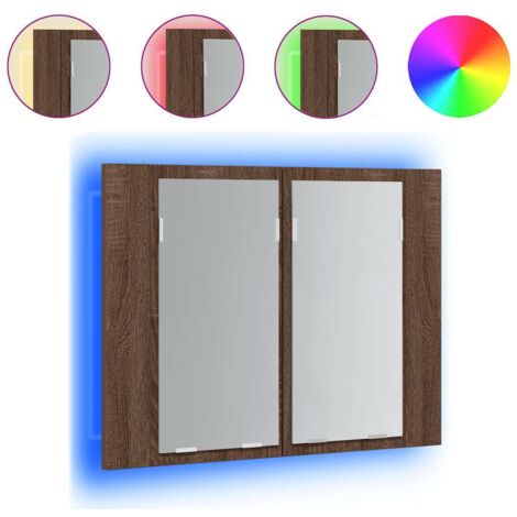 vidaXL Mobile Specchio LED Rovere Marrone 60x12x45cm Legno Multistrato