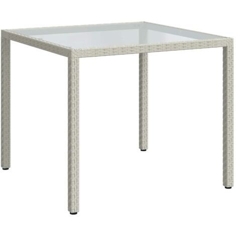 vidaXL Tavolo Giardino 90x90x75 cm Vetro Temperato e Polyrattan Bianco
