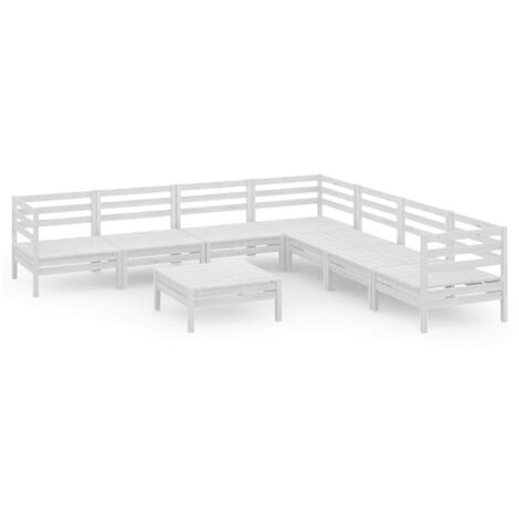 vidaXL Set Salotto da Giardino 8 pz in Legno Massello di Pino Bianco (1/5)