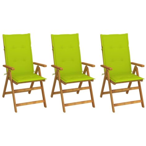 vidaXL Sedie da Giardino Pieghevoli 3 pz con Cuscini Acacia Massello