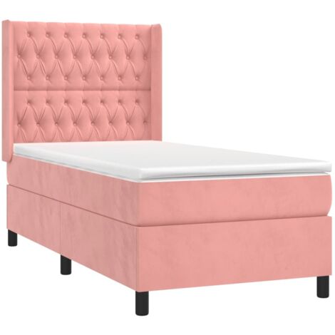 vidaXL Giroletto a Molle con Materasso Rosa 100x200 cm in Velluto (1/5)