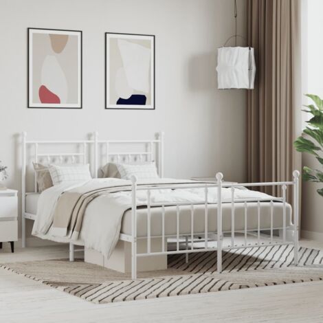 vidaXL Giroletto con Testiera e Pediera Metallo Bianco 140x190 cm (1/5)