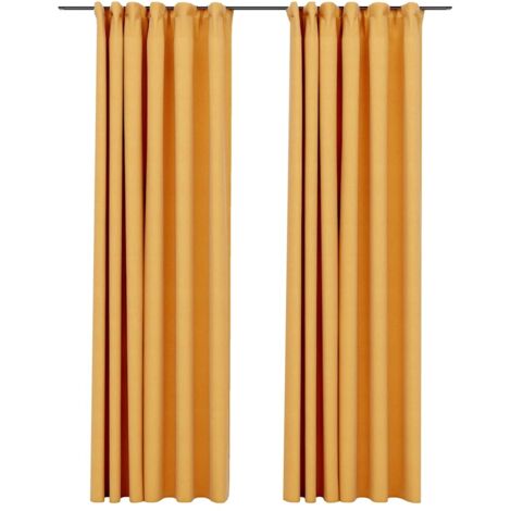 vidaXL Tende Oscuranti con Ganci Effetto Lino 2 pz Gialle 140x245 cm