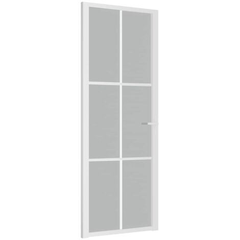 vidaXL Porta Interna 76x201,5 cm Bianco Opaco Vetro e Alluminio