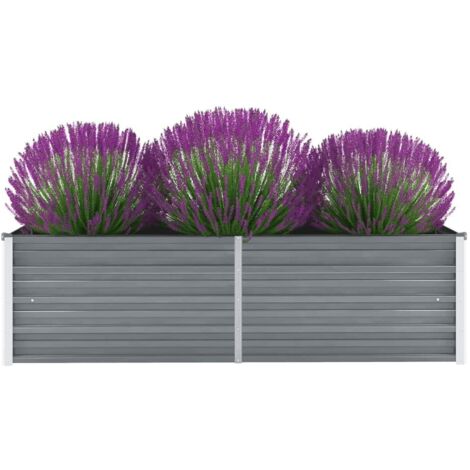vidaXL Letto Rialzato Giardino in Acciaio Zincato 160x40x45 cm Grigio