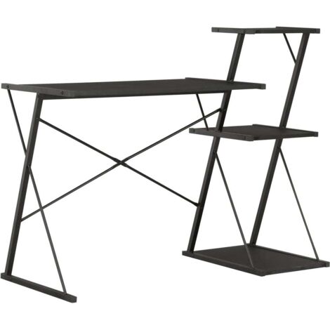 vidaXL Scrivania con Ripiano Nera 116x50x93 cm