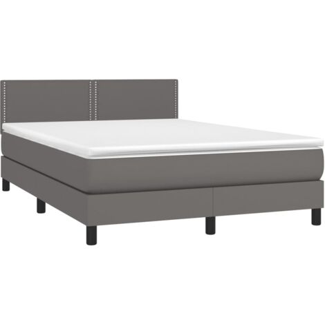 vidaXL Giroletto a Molle con Materasso Grigio 140x200 cm in Similpelle