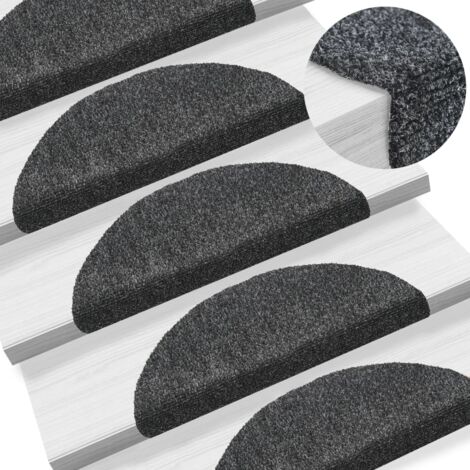 vidaXL Tappetini per scale autoadesivi 10 pz 56x17x3 cm Grigio scuro semicircolari