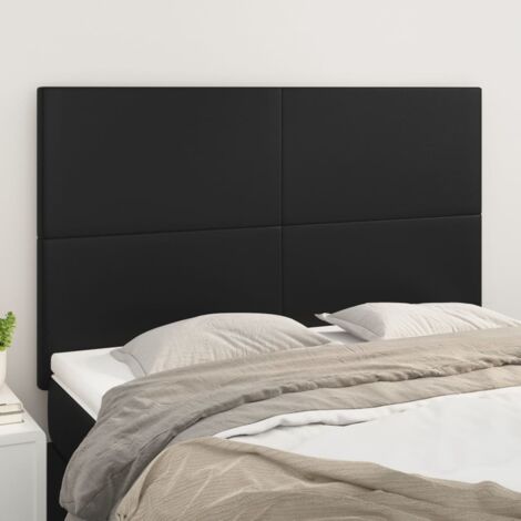 vidaXL Testiera Nera 144x5x118/128 cm in Similpelle