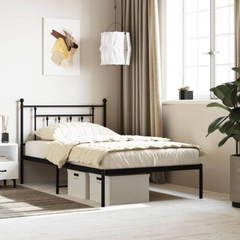 vidaXL Giroletto con Testiera in Metallo Nero 107x203 cm (1/5)