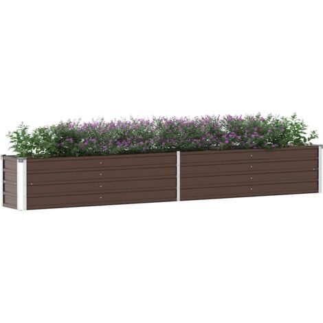 vidaXL Letto Rialzato in Acciaio Zincato 320x40x45 cm Marrone