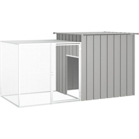 vidaXL Gabbia per Conigli Grigia 200x91x100 cm Acciaio Zincato