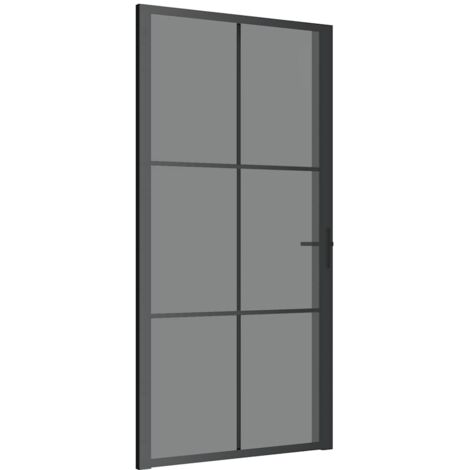 vidaXL Porta Interna 102,5x201,5 cm Nera in Vetro ESG e Alluminio