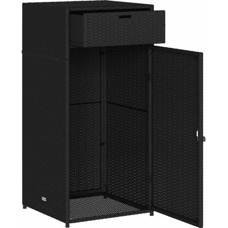 vidaXL Armadietto Portaoggetti da Giardino Nero 55x55x111cm Polyrattan