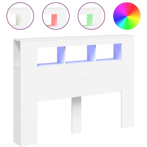 vidaXL Testiera LED Bianca 140x18,5x103,5 cm Legno Multistrato