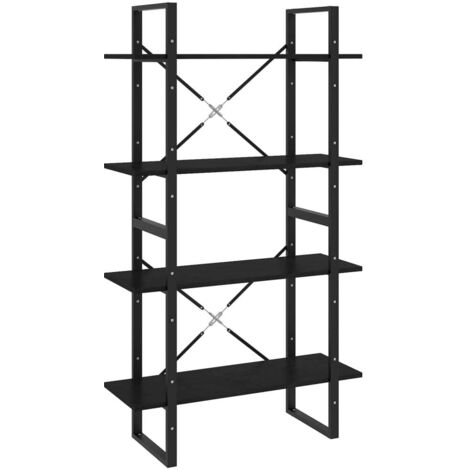 vidaXL Libreria a 4 Ripiani Nera 80x30x140 cm in Massello di Pino