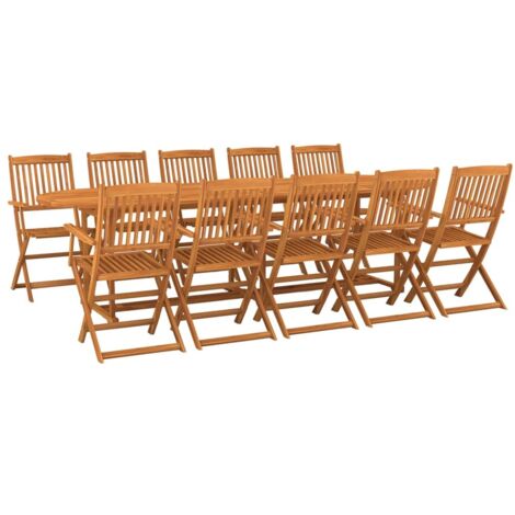 Set da Pranzo da Giardino 11 pz 280x90x75 cm Massello di Acacia vidaXL