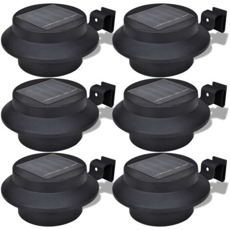 vidaXL Lampade Solari 6 pz Luci per Recinzioni Nere