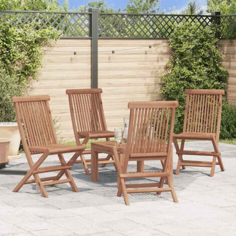 vidaXL Sedie da Giardino Pieghevoli 4 pz in Legno Massello di Teak