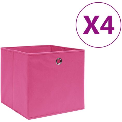 vidaXL Contenitori 4 pz in Tessuto non Tessuto 28x28x28 cm Rosa