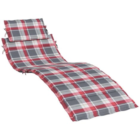 vidaXL Cuscino per Lettino a Quadri Rossi 186x58x4cm in Tessuto Oxford