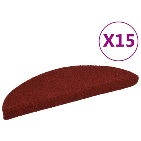vidaXL Tappetini per scale autoadesivi 15 pz 56x17x3 cm Bordeaux Rosso Semicircolari