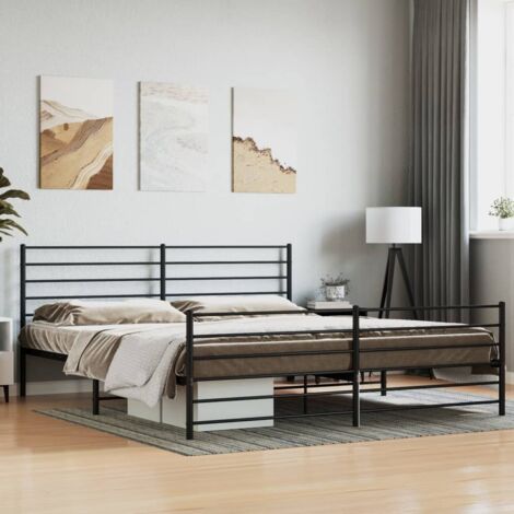 vidaXL Giroletto con Testiera e Pediera Metallo Nero 200x200 cm (1/5)