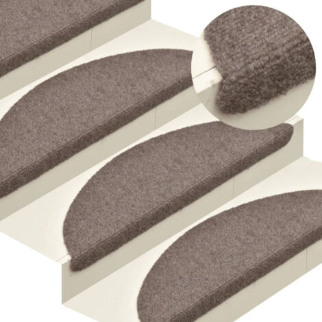 vidaXL Tappetini per scale autoadesivi 10 pz 56x17x3 cm beige semicircolari