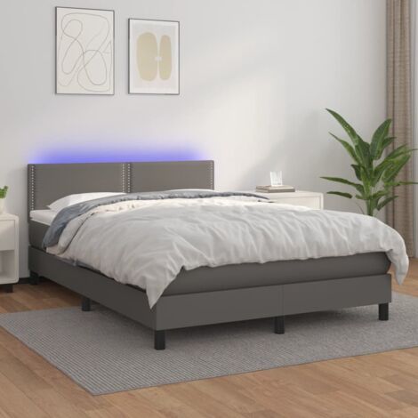 vidaXL Giroletto Molle con Materasso e LED Grigio 140x200cm Similpelle