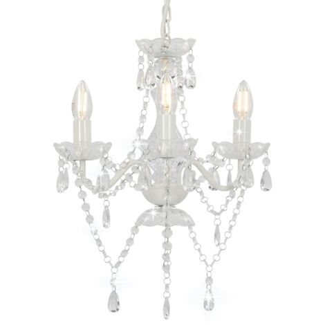 vidaXL Lampadario con Perline Bianco Tondo 3 E14