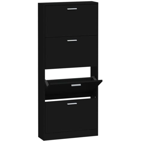 vidaXL Scarpiera Nera 59x17x150 cm in Legno Multistrato