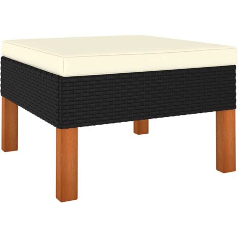 vidaXL Poggiapiedi in Polyrattan e Legno Massello di Eucalipto