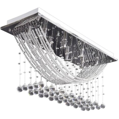 vidaXL Lampada da Soffitto Bianca con Cristalli di Vetro 8 x G9 29 cm