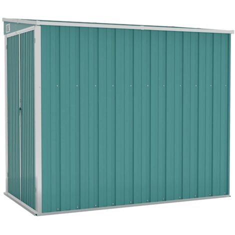 vidaXL Capanno Giardino a Parete Verde 118x194x178 cm Acciaio Zincato