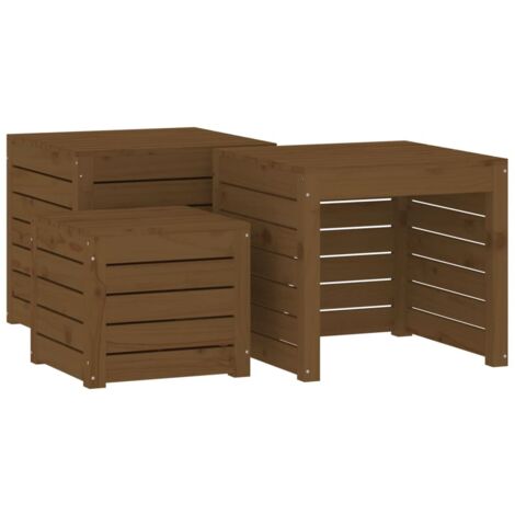 vidaXL Set Cassette da Giardino 3 pz Ambra in Legno Massello di Pino