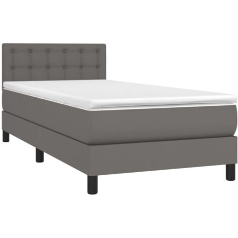 vidaXL Giroletto a Molle con Materasso Grigio 90x190 cm in Similpelle
