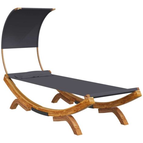 vidaXL Lettino con Tettuccio 100x200x126 cm in Legno Curvato Antracite (1/5)