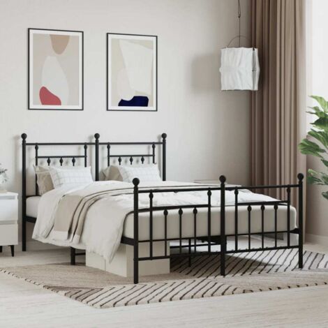 vidaXL Giroletto con Testiera e Pediera Metallo Nero 140x190 cm (1/5)