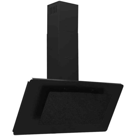 vidaXL Cappa a Parete 90 cm in Acciaio Inox e Vetro Temperato Nero