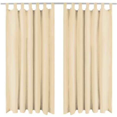 vidaXL 2 Pz Tende in Micro Raso con Passanti 140x225 cm Beige