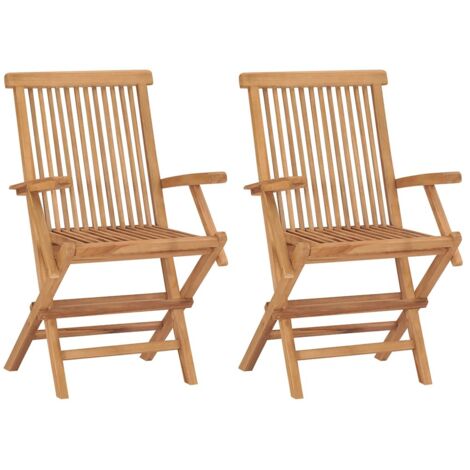 vidaXL Sedie da Giardino Pieghevoli 2 pz in Legno Massello di Teak