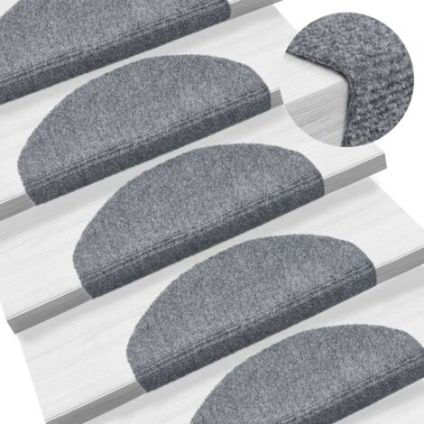 vidaXL Tappetini per scale autoadesivi 15 pz 65x21x4 cm Grigio chiaro Semicircolari Grandi