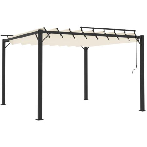 vidaXL Gazebo con Tetto a Lamelle 3x3 m in Tessuto Crema e Alluminio