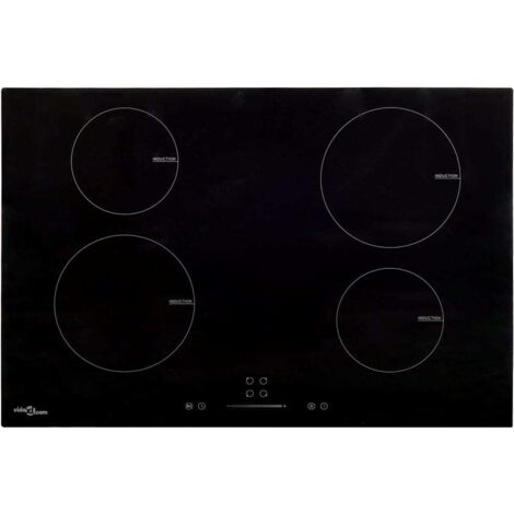 vidaXL Piano Cottura Induzione 4 Zone Controlli Touch Vetro 77cm 7000W