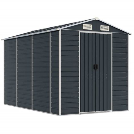 vidaXL Capanno da Giardino Antracite 191x300x198 cm in Acciaio Zincato