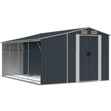 vidaXL Capanno da Giardino Antracite 277x365,5x179 cm Acciaio Zincato