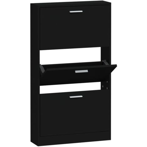 vidaXL Scarpiera Nera 59x17x108 cm in Legno Multistrato