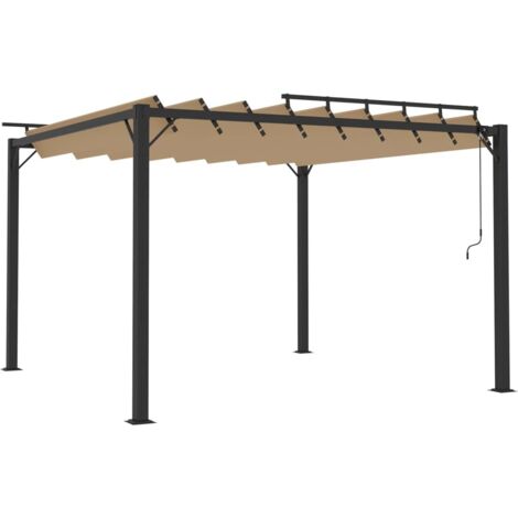 vidaXL Gazebo con Tetto a Lamelle 3x3 m in Tessuto Tortora e Alluminio
