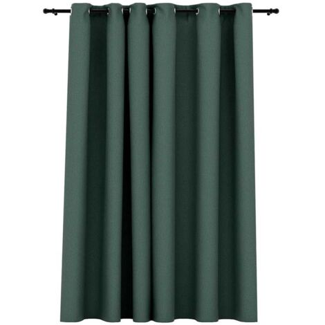 vidaXL Tenda Oscurante Effetto Lino con Occhielli Verde 290x245 cm