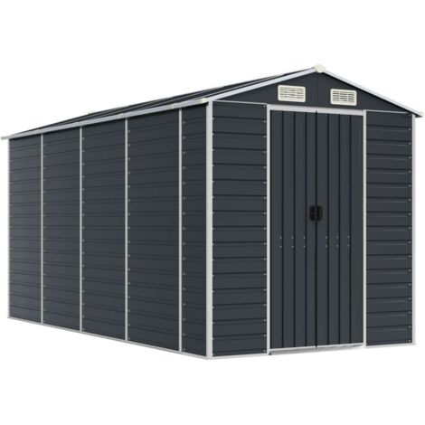 vidaXL Capanno da Giardino Antracite 191x385x198cm in Acciaio Zincato